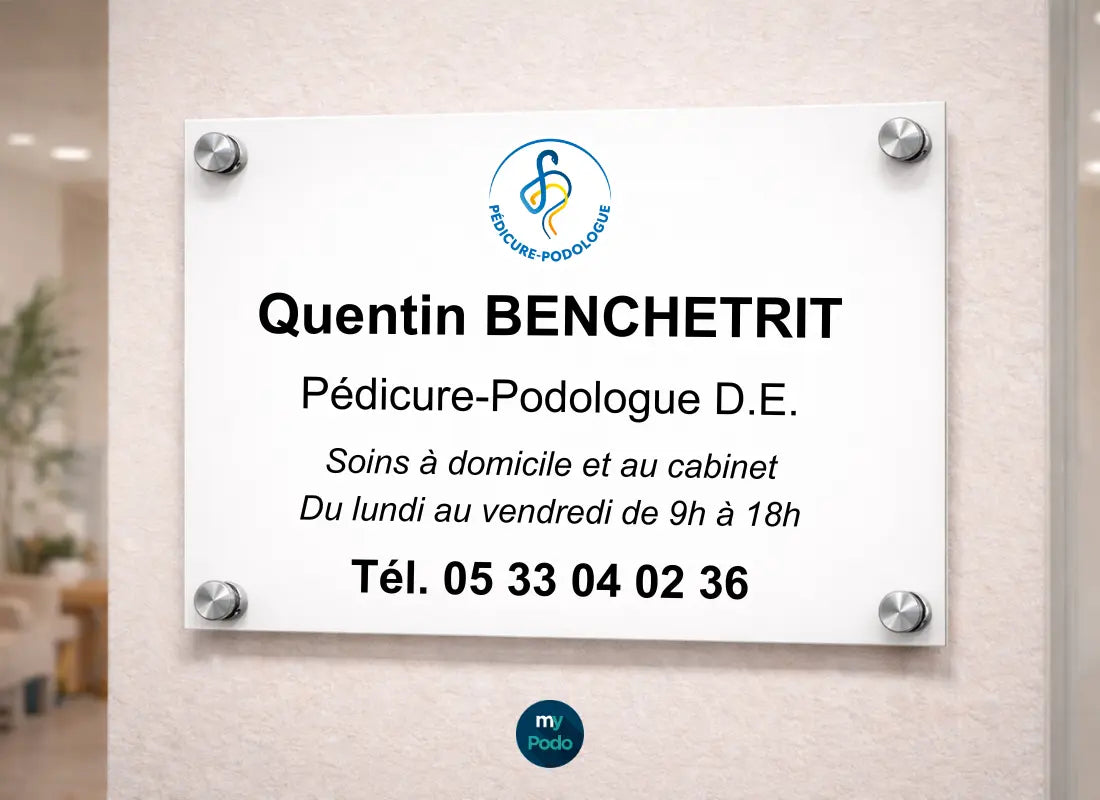 Plaques professionnelles personnalisables pour pédicures-podologues My Podologie