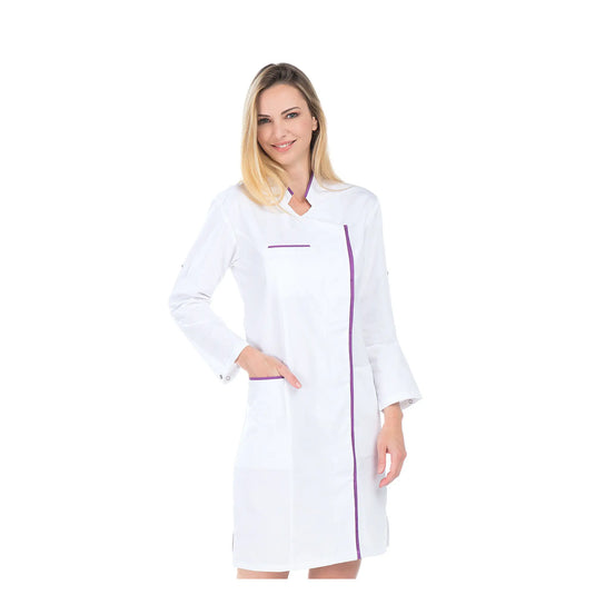 Adeline - Long blouse - Convertible long sleeves - Women - 100 cm My Blouse  Sergé-White-Purple-T6-XXXL