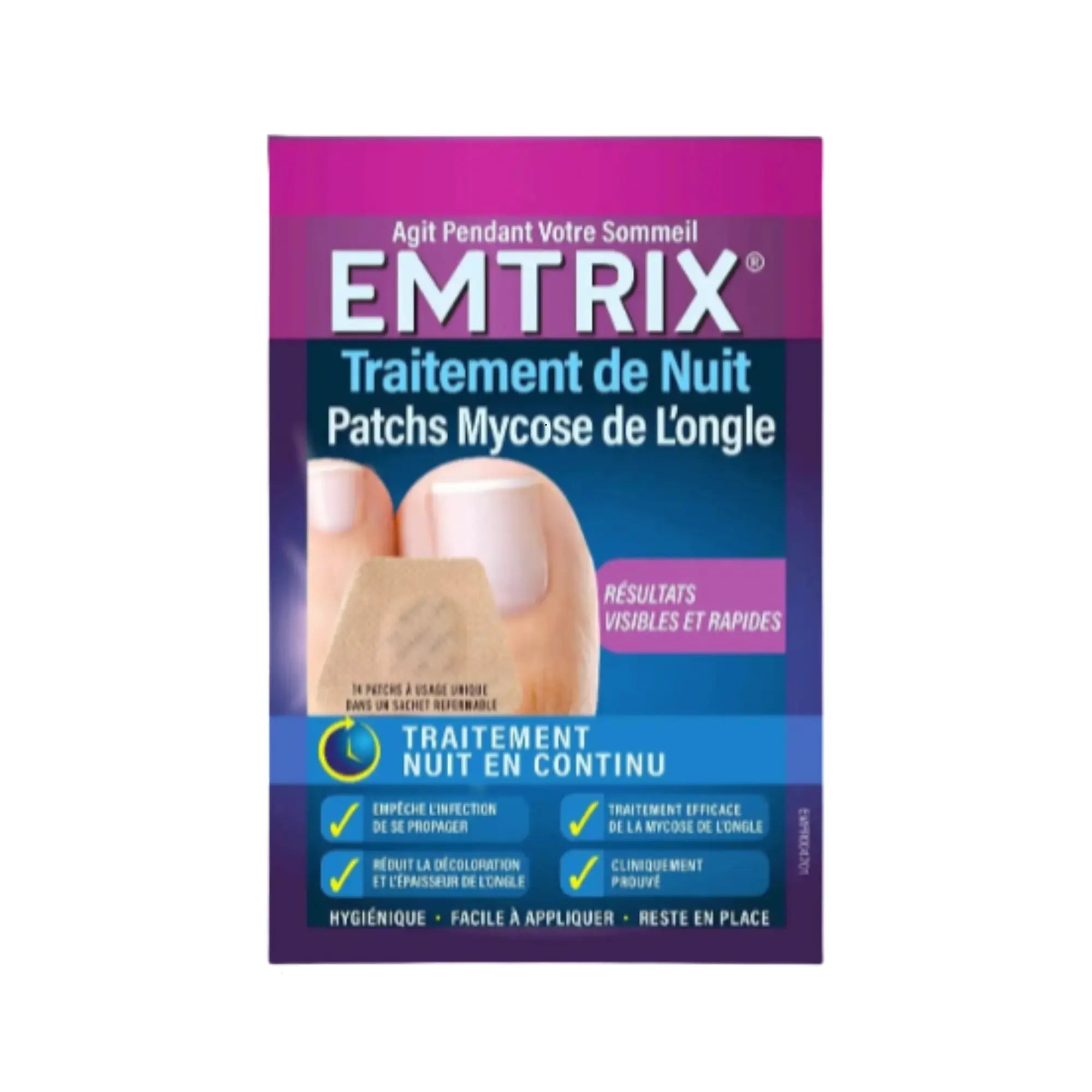 Emtrix - Traitement Mycose de l'ongle - 14 Patchs de Nuit Emtrix 