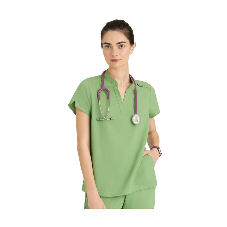 Flora - Tunique col à bande - Femme - Grey’s Anatomy Stretch Grey’s Anatomy  Vert Basilic / XL