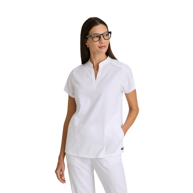 Flora - Tunique col à bande - Femme - Grey’s Anatomy Stretch Grey’s Anatomy  Blanc / XL