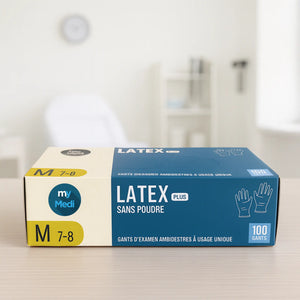 Gants d'examen - Latex - Sans poudre - Ambidextres - Boite de 100 - My Médical My Medical 