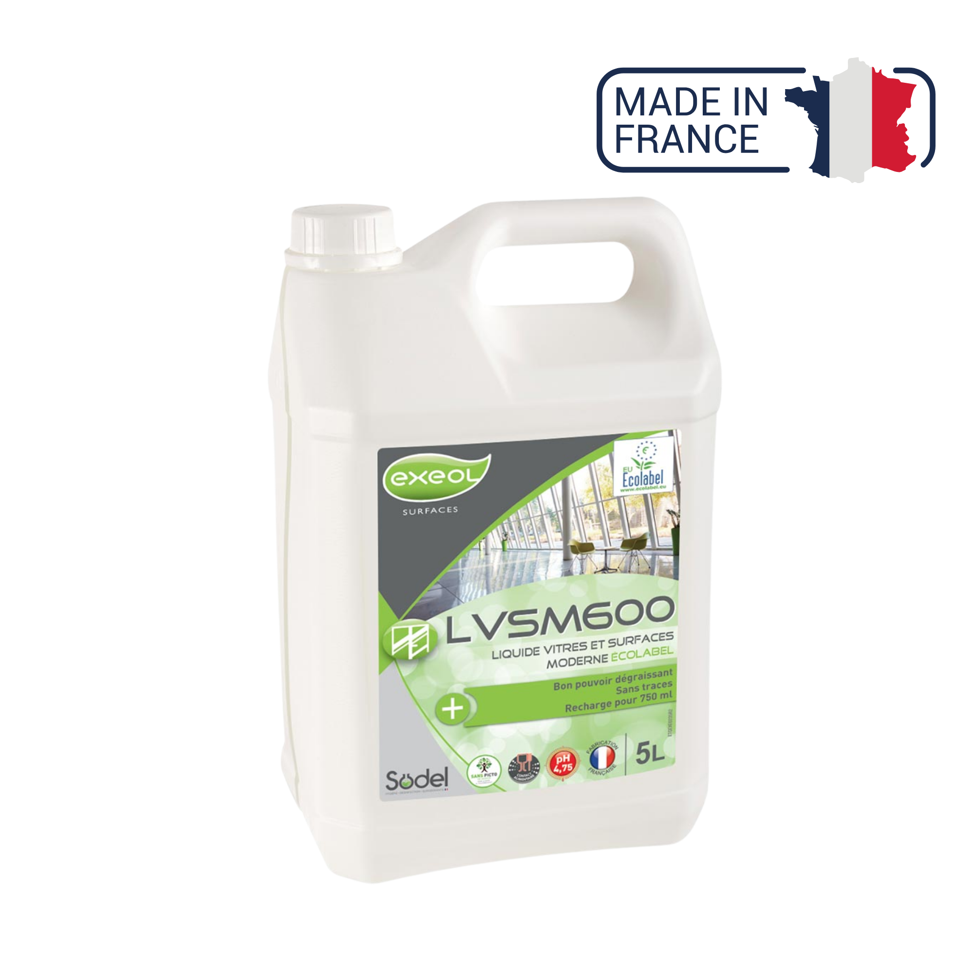 LVSM600  - Nettoyant dégraissant surfaces vitrées Écolabel - Sodel Exeol 