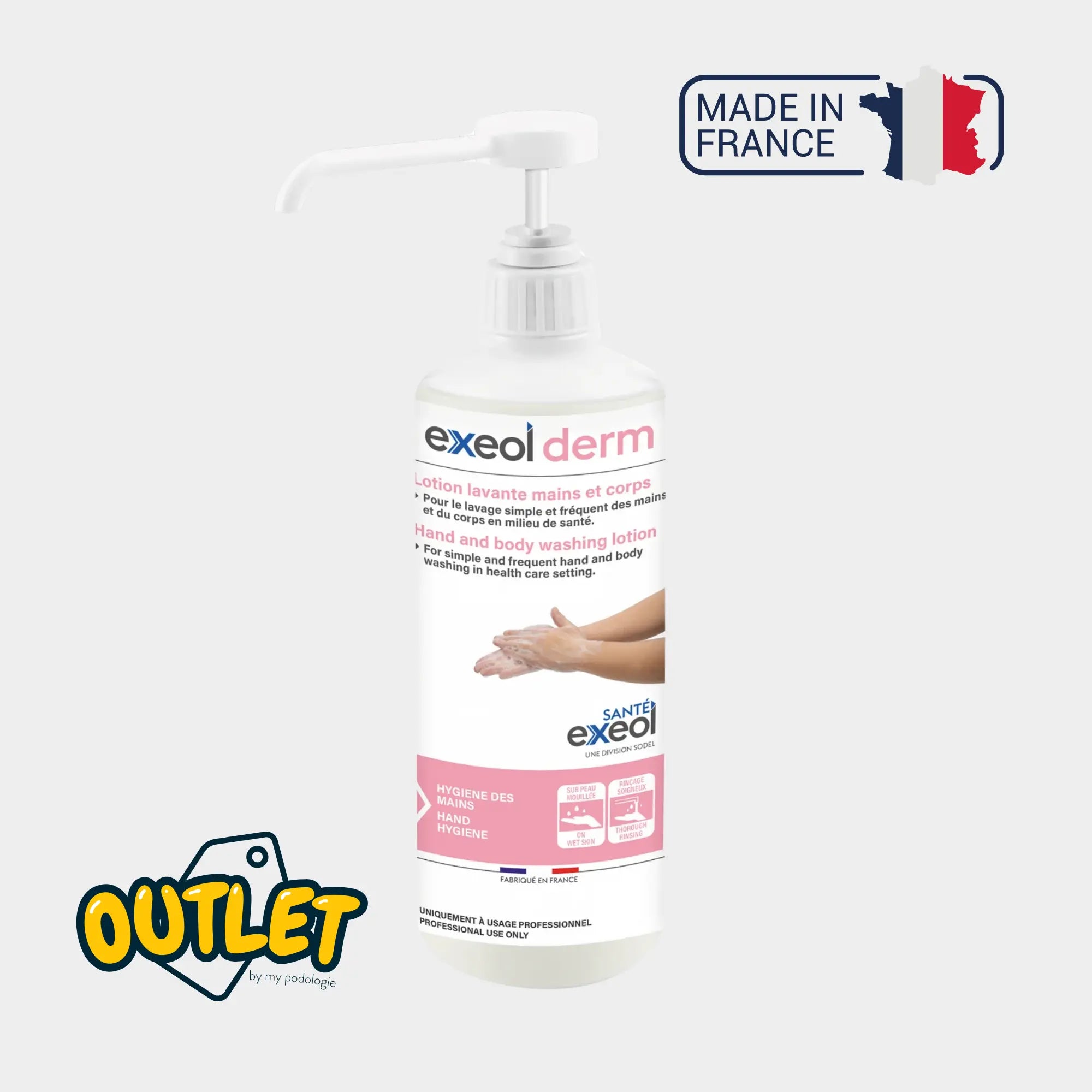 Lotion lavante mains et corps - Exeol derm - Sodel // Date courte Exeol