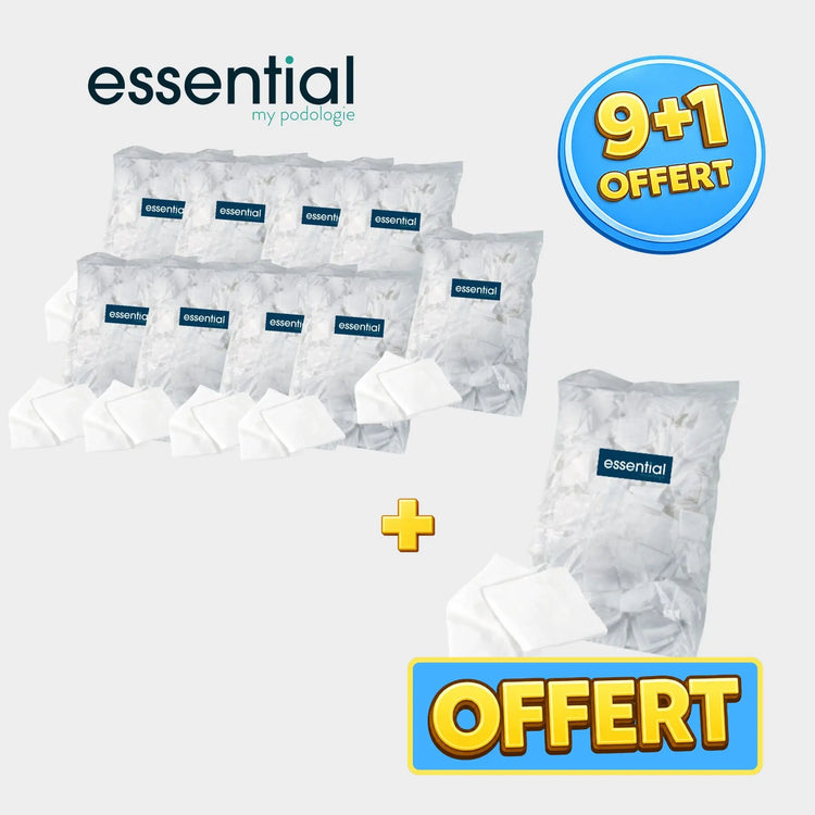 Pack 9+1 sachets de 500 ou 700 Carrés de coton hydrophile - 5 x 5 cm - Essential by My Podologie Essential 