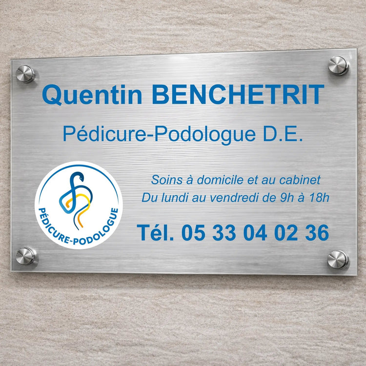 Plaque professionnelle Pédicure-Podologue personnalisable - Sans fixations My Podologie 