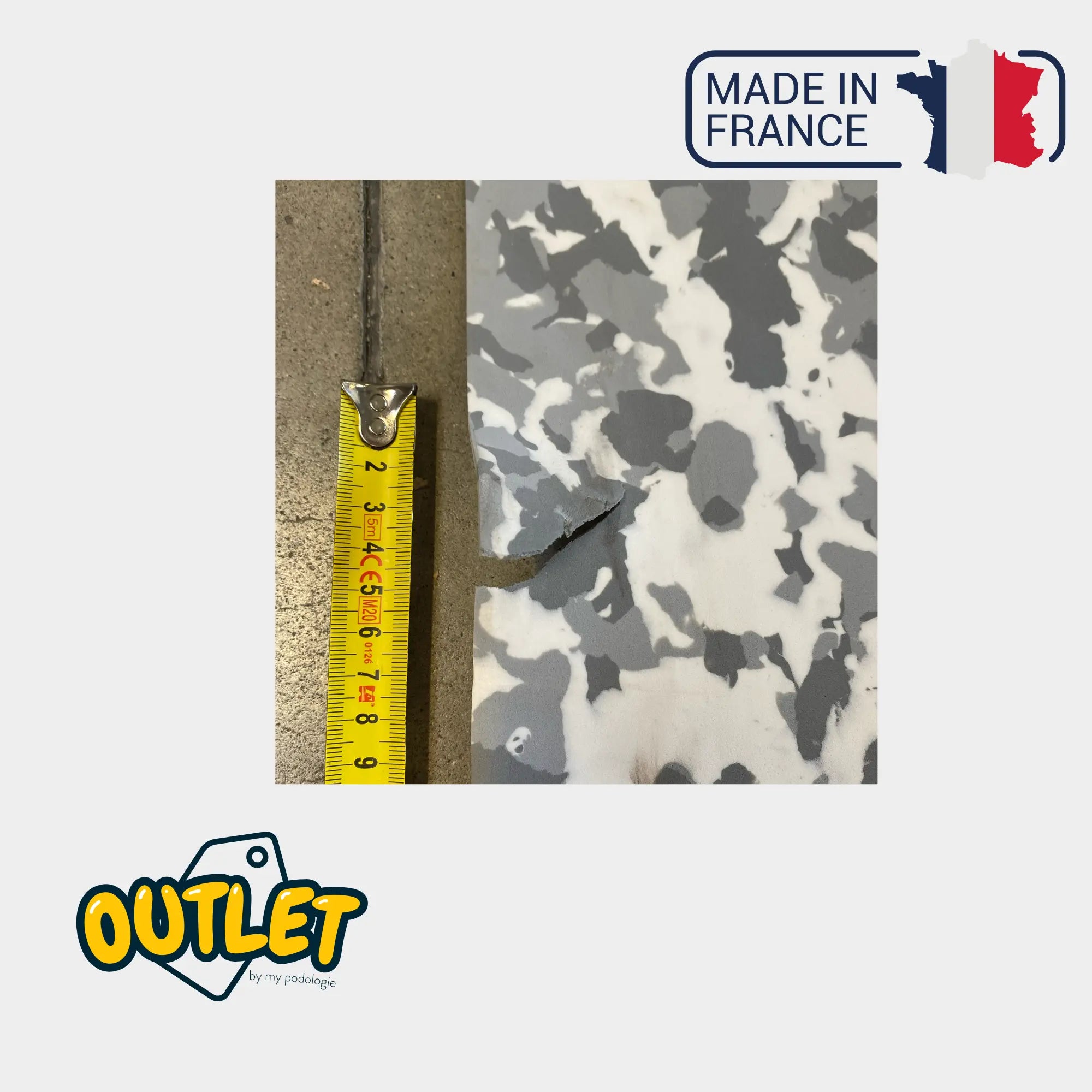 Recouvrement PE EVA - Shore 30 - 2mm - 1035 x 1030 mm - Army Gris // Défaut My Podologie 