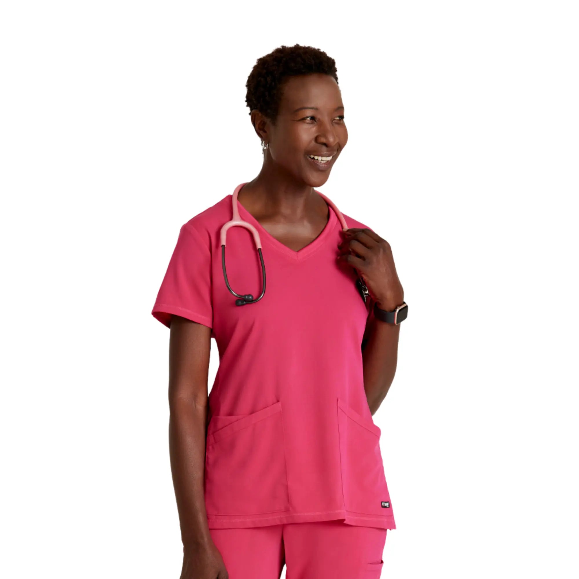 Serena - Tunique col V - Femme - Grey’s Anatomy Stretch Grey’s Anatomy  Rose vif / XL